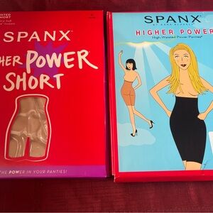 2 SPANX Higher Power Shaping Shorts - Black (1) and Tan (1) - Size L - NEW